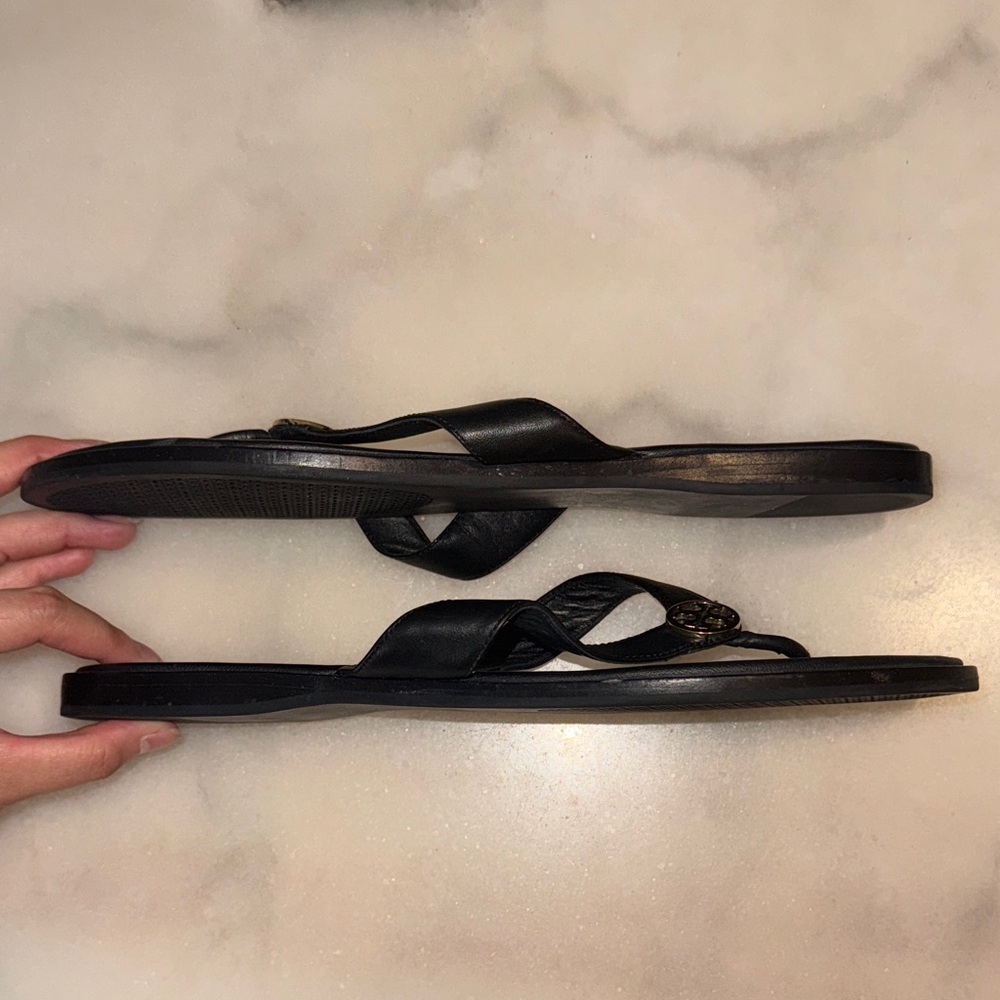 Tory Burch Black and Gold Sandals - Picture 9 of 16